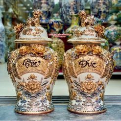 Chóe phong thủy Phúc Đức men rạn đắp nổi kênh 40L