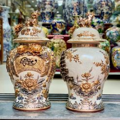 Chóe phong thủy Phúc Đức men rạn đắp nổi kênh 40L