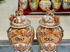Chóe phong thủy Phúc Đức men rạn đắp nổi kênh 40L