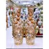 Lục bình sứ công danh phú quý men rạn đắp nổi kênh vẽ vàng 24k LBMR21