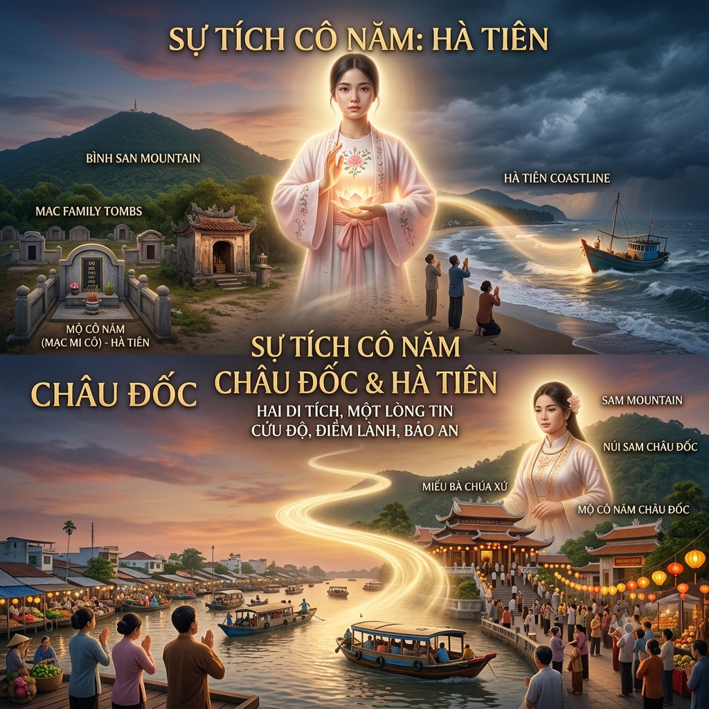 Sự tích Cô Năm Châu Đốc, Hà Tiên & Tín ngưỡng dân gian Nam Bộ
