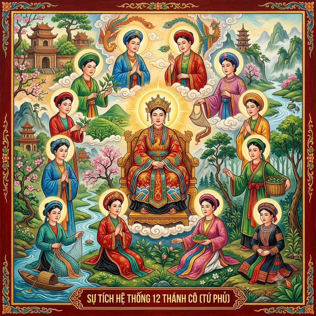 Sự tích Hệ thống 12 Thánh Cô (Tứ Phủ) & Cách kêu cầu sở nguyện