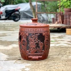 Hũ gạo sành Phú quý đỏ