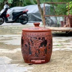 Hũ gạo sành Phú quý đỏ
