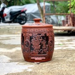 Hũ gạo sành Phú quý đỏ