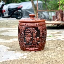 Hũ gạo sành Phú quý đỏ