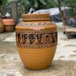 Chum sành trống đồng men vàng Đông Sơn Âu Lạc