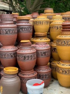 Chum sành trống đồng men vàng Đông Sơn Âu Lạc