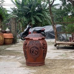 Hũ gạo sành Phúc Lộc Thọ đỏ