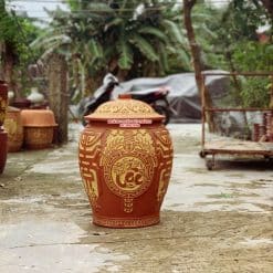 Hũ gạo sành Phúc Lộc Thọ Vàng