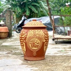 Hũ gạo sành Phúc Lộc Thọ Vàng