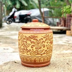 Hũ gạo sành sen cổ vàng