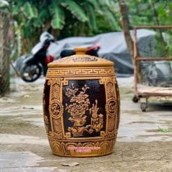 Hũ gạo sành phú quý nền vàng