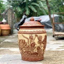 Hũ gạo sành sen cá vàng