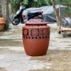 Hũ gạo sành thổ cẩm đỏ