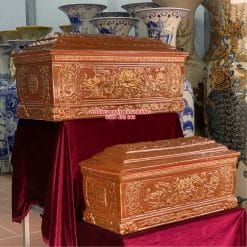 Quách tiểu sứ hoa sen men hoàng thổ vẽ vàng kim 24k