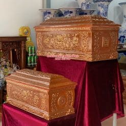 Quách tiểu sứ hoa sen men hoàng thổ vẽ vàng kim 24k