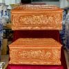 Quách tiểu sứ hoa sen men hoàng thổ vẽ vàng kim 24k