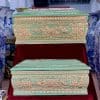 Quách tiểu sứ hoa sen xanh ngọc vẽ vàng kim 24k QTSU463