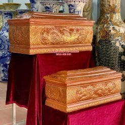 Quách tiểu sứ song linh men hoàng thổ vẽ vàng kim 24k QTSU461
