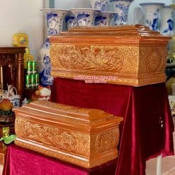 Quách tiểu sứ song linh men hoàng thổ vẽ vàng kim 24k QTSU461