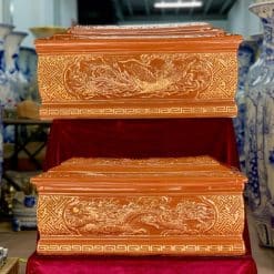 Quách tiểu sứ song linh men hoàng thổ vẽ vàng kim 24k QTSU461