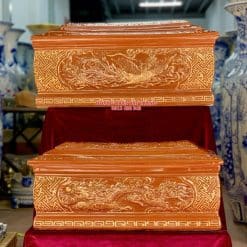 Quách tiểu sứ song linh men hoàng thổ vẽ vàng kim 24k QTSU461