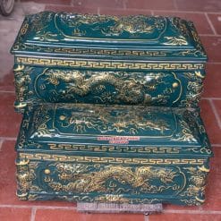 Quách tiểu sứ rồng xanh lục nhũ vàng cỡ Đại