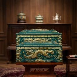 Quách tiểu sứ rồng xanh lục nhũ vàng cỡ Đại