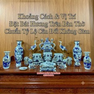 Khoảng Cách & Vị Trí Đặt Bát Hương Trên Bàn Thờ Chuẩn Tỷ Lệ Cân Đối Không Gian