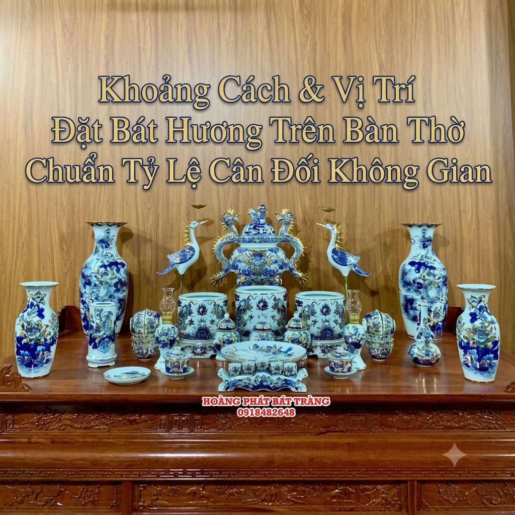 Khoảng Cách & Vị Trí Đặt Bát Hương Trên Bàn Thờ Chuẩn Tỷ Lệ Cân Đối Không Gian
