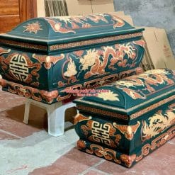 Quách tiểu sành Song Linh xanh lục cao cấp cỡ Đại QTSA110