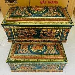 Alternative view of Quách tiểu sành tứ bình vạn phúc xanh lục vẽ nhũ vàng cỡ Đại QTSA110
